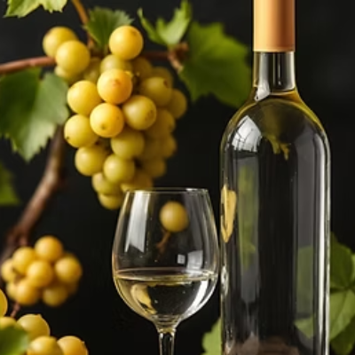white wine glass & bottle