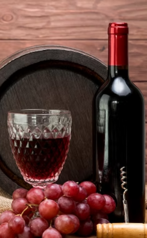 red wine glass & bottle